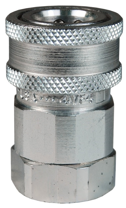 12VOF12 by Dixon Valve | Hydraulic Quick Disconnect Coupling | V-Series | 1-1/2" Female ORB x 1-1/2" MIL-C-51234 Valved | Socket | Nitrile Seal | Steel