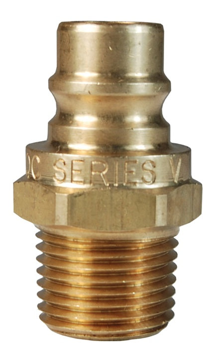 V2M2-B-E by Dixon Valve | Hydraulic Quick Disconnect Coupling | V-Series | 1/4" Male NPTF x 1/4" MIL-C-51234 Unvalved | Plug | Brass