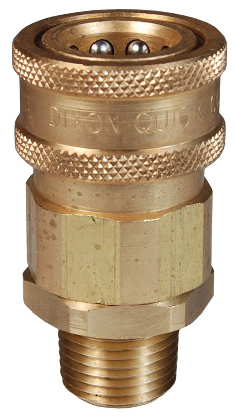 2VM2-B by Dixon Valve | Hydraulic Quick Disconnect Coupling | V-Series | 1/4" Male NPTF x 1/4" MIL-C-51234 Valved | Socket | Nitrile Seal | Brass