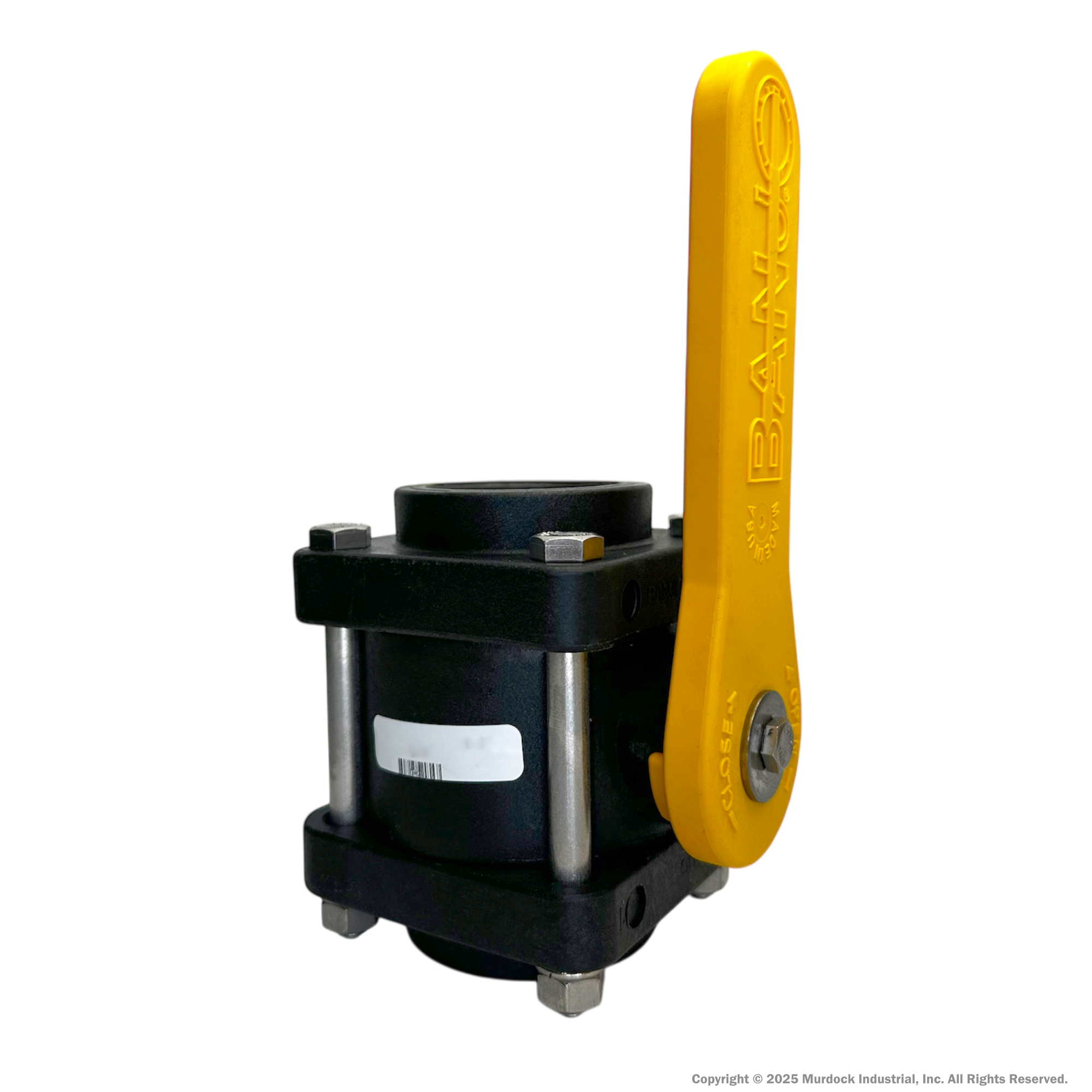 V150 by Banjo | 4 Bolt Ball Valve | Full Port | 1-1/2" Female NPT x 1-1/2" Female NPT | Opening Thru Ball: 1-1/2" | 225 PSI | Polypropylene