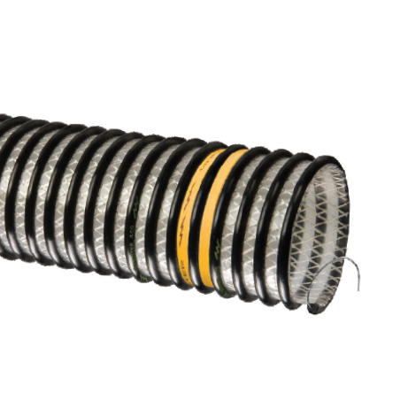 VLT-SD600X60 Tigerflex by Kuriyama | VLT Series | Heavy Duty Food Grade Static Dissipative Fabric Reinforced Material Handling Hose | 6" ID | Polyurethane | 60ft Length