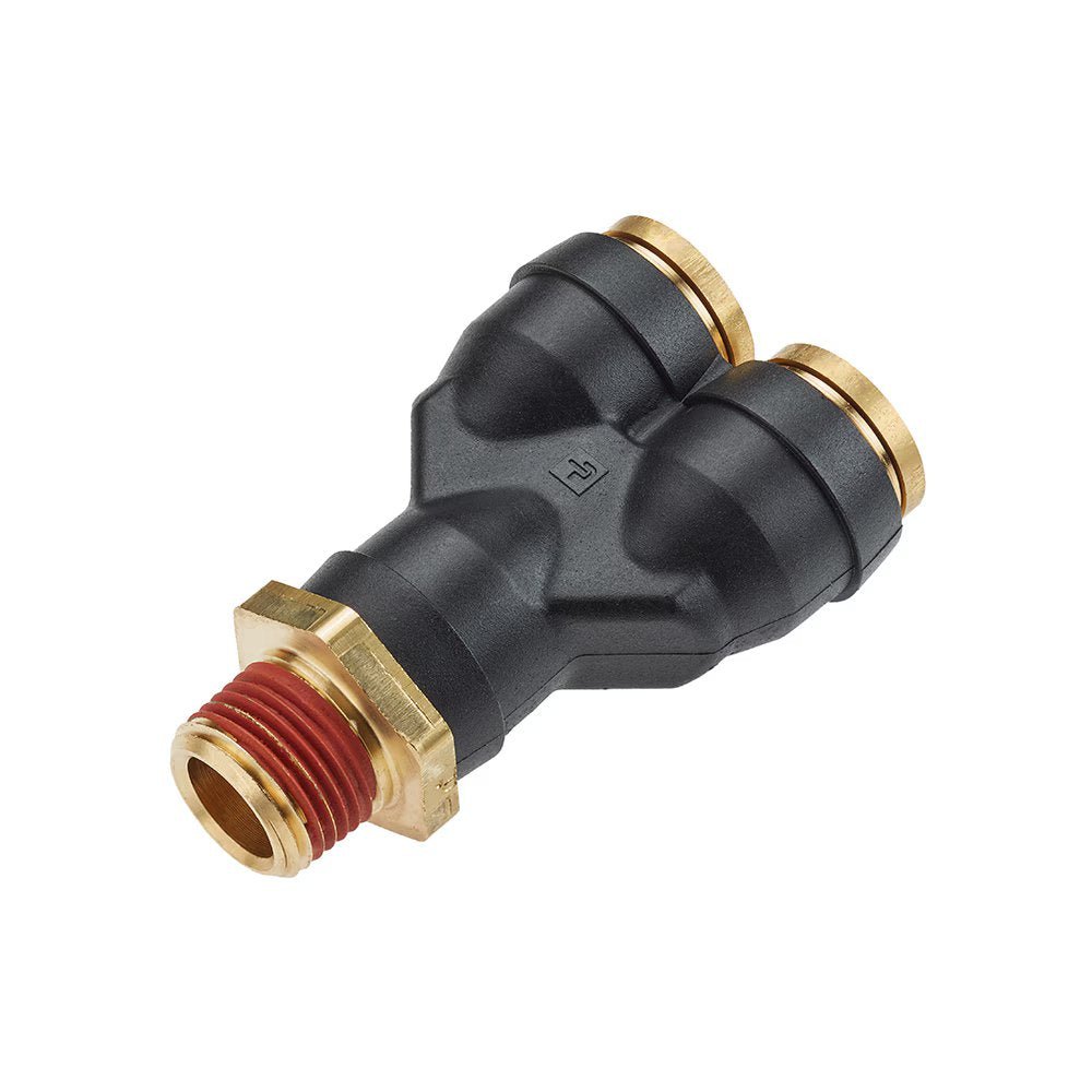VS368PTCR-4-4 by Parker | Threaded Fitting | 1/4" Rigid Push-to-Connect union x 1/4" Male NPT Threads | 9/16" Hex | 2.12" Length | Vibra-Seal | Y | Composite | Pack of 10