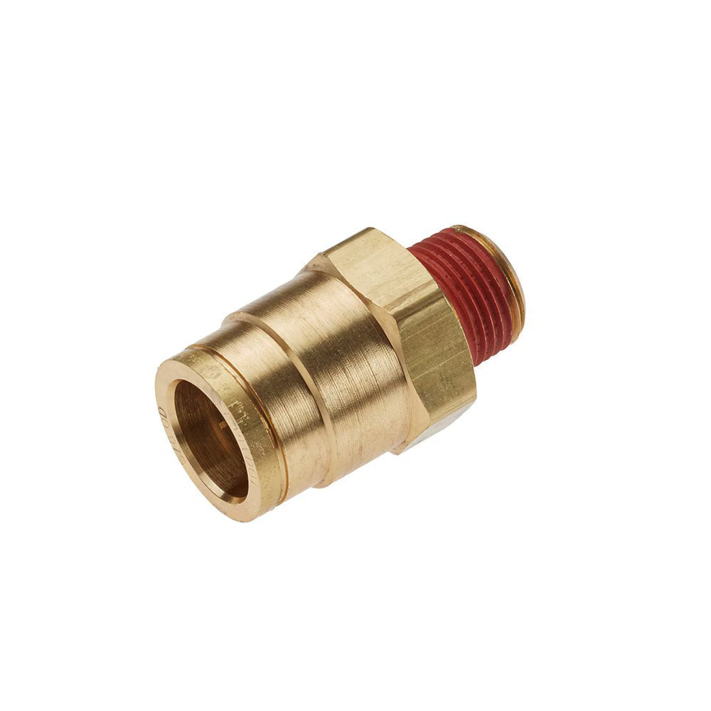 VS68PTC-4-6 by Parker | Air Brake Fitting | 1/4" Push-to-Connect x 3/8" Male NPTF Thread | Straight | Brass | Pack of 5