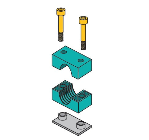 S7040SI-SS by ZSi-Foster | Weld Mount Beta Clamp | Standard Series | For 2-1/2" Tube | Cap Screw Assembly | Polypropylene/304 Stainless Steel