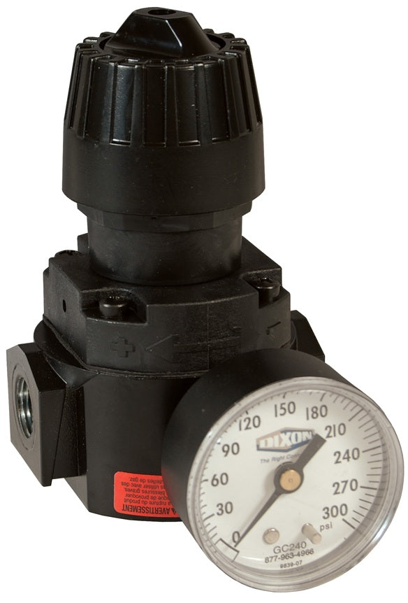 R16-02RHG Wilkerson by Dixon Valve | R16-Series | High Pressure Compact Regulator | 1/4" Size | 71.5 SCFM | with Gauge | 0-250 PSI Adjusting Range