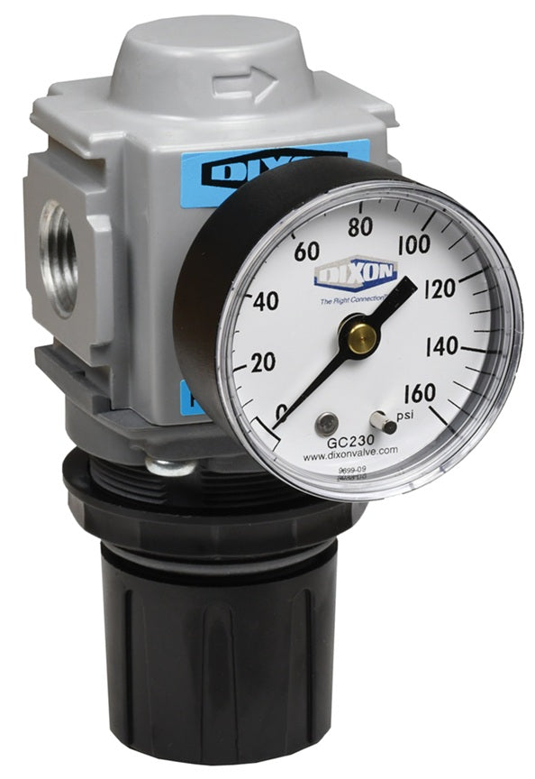 R18-03RG Wilkerson by Dixon Valve | R18-Series | Compact Regulator | 3/8" Size | 165 SCFM | with Gauge | 0-125 PSI Adjusting Range