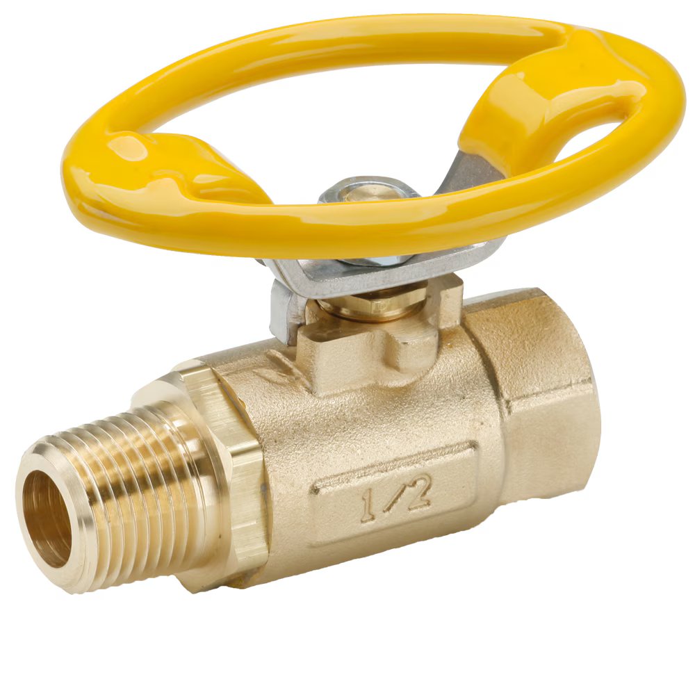 V501P-4-21 by Parker | Ball Valves | 1/4" Female PTF Pipe Thread x 1/4" Male NPTF Pipe Thread | 15/16" Hex (B) | 15/16" Hex (C) | 3.49" Length | Straight | Brass