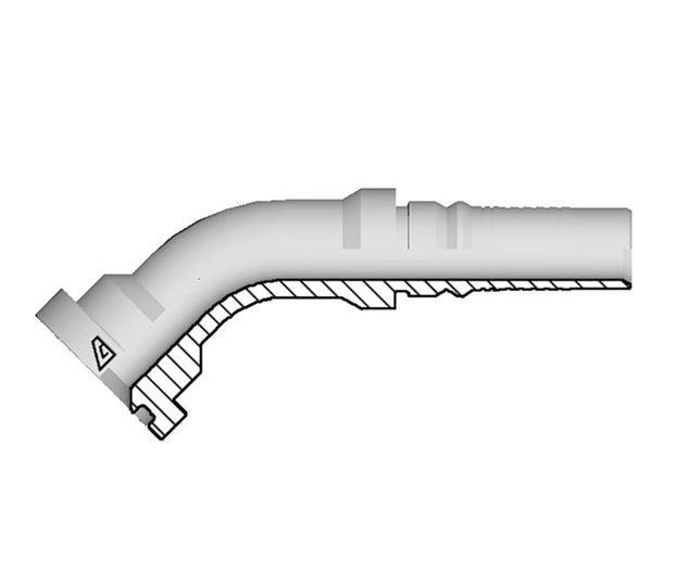 Y-2020-C614 Alfagomma by Kuriyama | Y Series | Two-Piece AlfaCrimp Hydraulic Hose Fitting | SAE J518 | 45° Elbow | -20 Code 61 Flange Interlock x -20 Hose ID | Steel