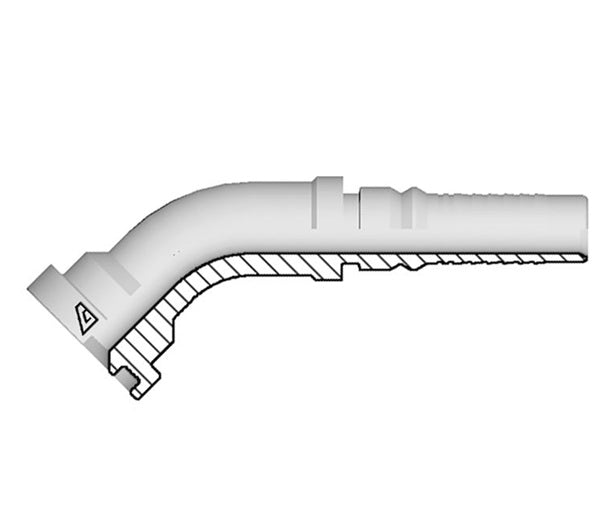 Y-1616-C624 Alfagomma by Kuriyama | Y Series | Two-Piece AlfaCrimp Hydraulic Hose Fitting | SAE J518 | 45° Elbow | -16 Code 62 Flange Interlock x -16 Hose ID | Steel