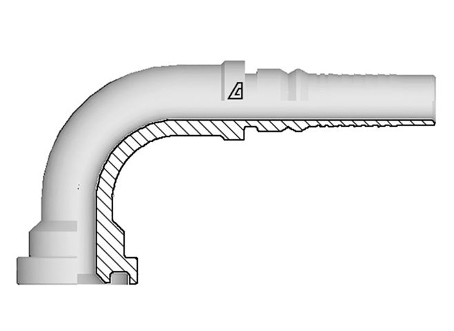 Y-1212-C629 Alfagomma by Kuriyama | Y Series | Two-Piece AlfaCrimp Hydraulic Hose Fitting | SAE J518 | 90° Elbow | -12 Code 62 Flange Interlock x -12 Hose ID | Steel