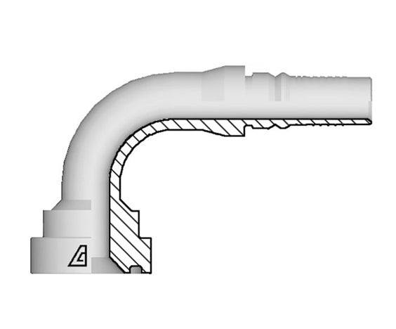 Y-1616-CFL9 Alfagomma by Kuriyama | Y Series | Two-Piece AlfaCrimp Hydraulic Hose Fitting | 90° Elbow | -16 CAT Flange Interlock x -16 Hose ID | 6000 PSI | Steel