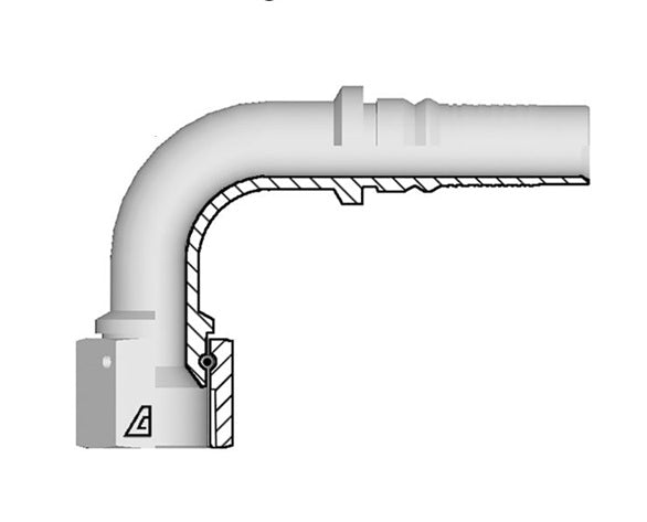 Y-1616-FJ9M Alfagomma by Kuriyama | Y Series | Two-Piece AlfaCrimp Hydraulic Hose Fitting | 90° Elbow | -16 Female JIC 37° Swivel Seat Interlock x -16 Hose ID | Steel