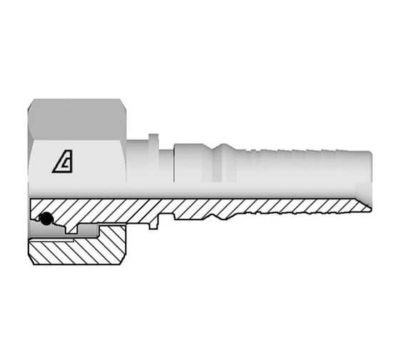 Y-1236-FMOH Alfagomma by Kuriyama | Y Series | Two-Piece AlfaCrimp Hydraulic Hose Fitting | DIN 3865 Heavy | M36 Female Metric O-Ring Swivel Interlock x -12 Hose ID | Steel