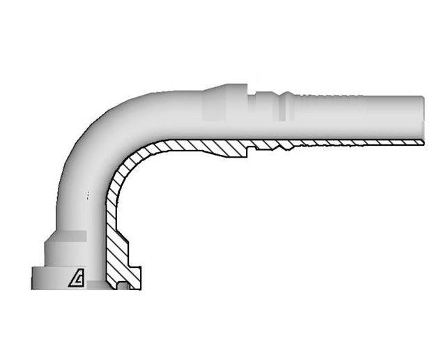Z-3232-C629 Alfagomma by Kuriyama | Z Series | Two-Piece Hydraulic Hose Fitting | SAE J518 | 90° Elbow | -32 Hose ID x -32 Code 62 O-Ring Flange Interlock | Steel