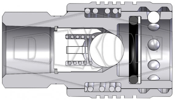 4AGOF4-PS by Dixon Valve | Hydraulic Quick Disconnect Coupling | AG-Series | 1/2" Female ORB x 1/2" Agricultural Interchange Push-Pull Ball Valve | Socket | Nitrile Seal | Steel
