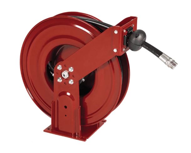 7370 by Alemite | Narrow Double Post Reels | Grease | Bare Reel | Union Inlet: 1/2" Male NPTF | Reel Outlet: 3/8" Female NPSM Swivel | Max Pressure: 6500 PSI