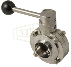 B5107S150BB-A Dixon Valve 1-1/2" 316L Stainless Steel Sanitary Weld End Butterfly Valve - Pull Handle - Silicone Seats
