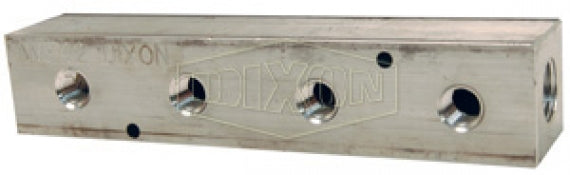 AMF32 by Dixon Valve | Pneumatic Bar Manifold | 3/8" Female NPT Inlet | 1/4" Female NPT Outlets (4) | Aluminum