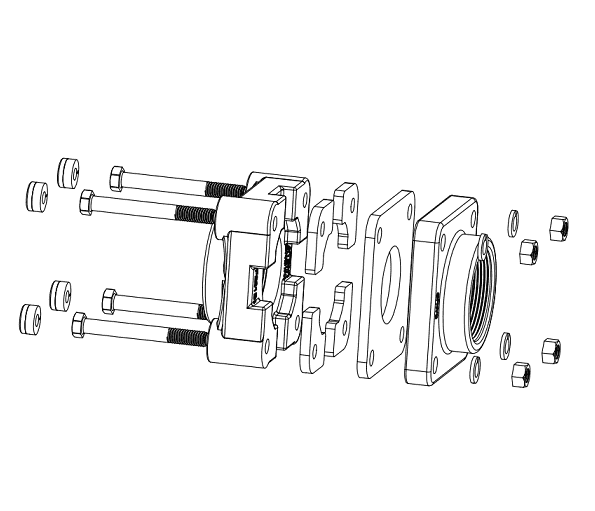 BF222BD by Banjo | IBC Tank Accessories | 2" Full Port "Bottom Drain" Bolted Flange with 3-1/4" Bolt | Gasket: EPDM | Polypropylene