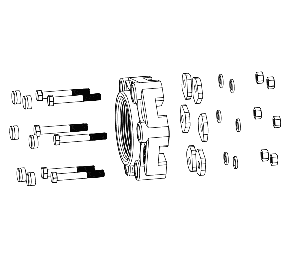 BF302BDA by Banjo | IBC Tank Accessories | 3" NPT Bolted Inside Tank Fitting Assembly | Gasket: EPDM | Polypropylene