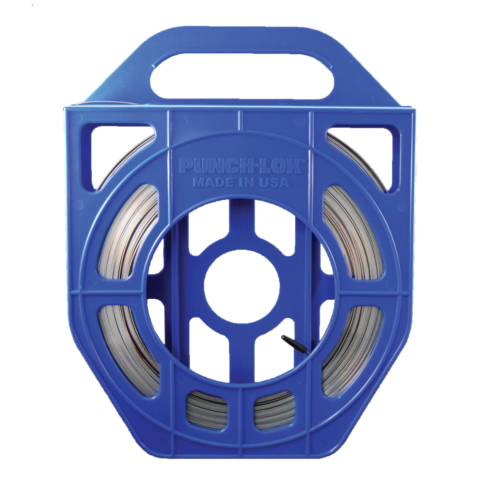 P811504 (PB504) PUNCH-LOK® by PT-Coupling | Standard Duty Banding/Strapping Roll in Blue Safety Tote | 1/2" Width | 0.030" Thickness | Stainless Steel | 100ft/Roll