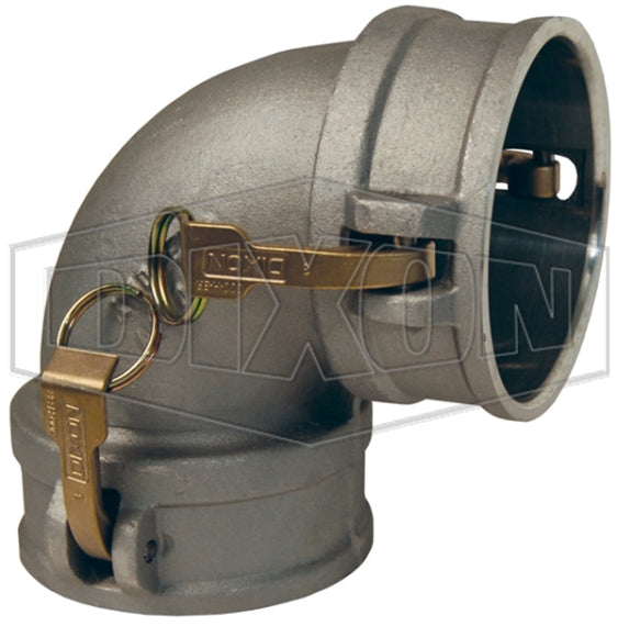 300DD-90AL by Dixon Valve | Cam & Groove Spool Coupler | 90° Elbow | Type DD | 3" Coupler x 3" Coupler | Aluminum