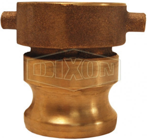 HA2525ADP by Dixon Valve | Cam & Groove Hydrant Adapter | with Pin Lugs | 2-1/2" Female NST(NH) x 2-1/2" Male Adapter | Brass