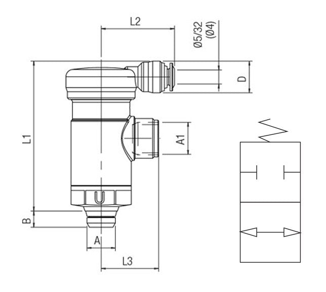 82890-04 by AIGNEP | Functional (Flow Controls) Series | Two Way Block Valve | 1/4" Swift-Fit Male x 1/4" NPT Female x 5/32" Tube