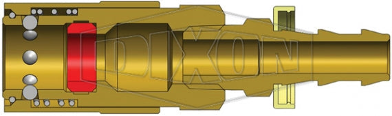 4CMB6-B-E by Dixon Valve | Hydraulic Quick Disconnect Coupling | CM-Series | Push-Loc Hose Barb | 3/4" Hose ID x 1/2" Industrial Mold Interchange | Socket | Unvalved | Silicone Seal | Brass