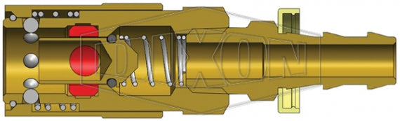 3CMB3-B by Dixon Valve | Hydraulic Quick Disconnect Coupling | CM-Series | Push-Loc Hose Barb | 3/8" Hose ID x 3/8" Industrial Mold Interchange | Socket | Valved | Silicone Seal | Brass