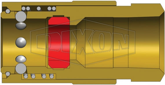 2CMF2-B-E by Dixon Valve | Hydraulic Quick Disconnect Coupling | CM-Series | 1/4" Female NPTF x 1/4" Industrial Mold Interchange | Socket | Unvalved | Silicone Seal | Brass
