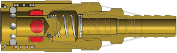 2CMS3-B by Dixon Valve | Hydraulic Quick Disconnect Coupling | CM-Series | Hose Barb | 3/8" Hose ID x 1/4" Industrial Mold Interchange | Socket | Valved | Silicone Seal | Brass
