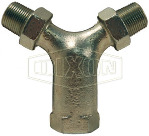 Y10075 by Dixon Valve | Pneumatic Compressor Y | 1" Female NPT Inlet (1) | 3/4" Male NPT Outlets (2) | Iron