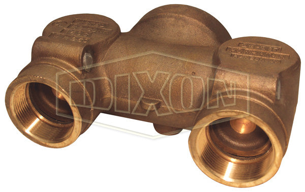 CDMHCB40225 Dixon Brass Concealed Two Way Wall Hydrant Body - Back Outlet - 4" Female NPT Outlet x Two 2-1/2" Female NPT Inlets