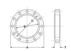 CSPF1000 by Kuriyama | Forged Plate Flange 150# | Size: 10" | OD: 16" | Bore: 10.880" | Thickness: 1" | Carbon Steel