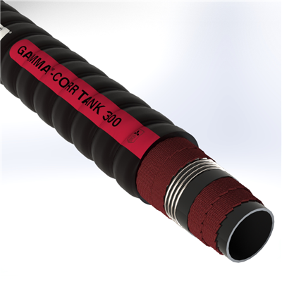 GTA30C1-6.0-100N by Texcel | GAMMA™-FLEX TANK 300 Series | Heavy-Duty Corrugated Tank Truck Hose | 6" Hose ID | 300 PSI | 29 in/Hg Vacuum Rated | Black