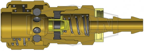 4DB4-B by Dixon Valve | Pneumatic Quick Disconnect Coupling | D-Series | Push-Loc Hose Barb | 1/2" Hose ID x 1/2" Automatic Industrial Interchange | Socket | Nitrile Seal | Brass