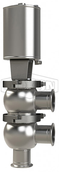 D04A10C1PE Dixon Valve 1" Single Seat Valve, Divert F Body, Clamp, Spring Return Actuator (Air-To-Raise) - PTFE Plug Seal - EPDM Wetted Elastomer