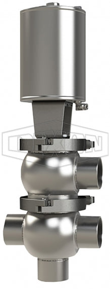 D07A25B3PE Dixon Valve 2-1/2" Single Seat Valve, Divert LT Body, Weld, Double Acting Actuator (Air-To-Air) - PTFE Plug Seal - EPDM Wetted Elastomer
