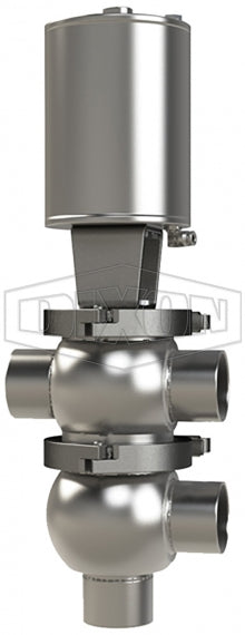 D06A40B1EE Dixon Valve 4" Single Seat Valve, Divert TL Body, Weld, Spring Return Actuator (Air-To-Raise) - Elastomer O-Ring Stem Seal - EPDM Wetted Elastomer