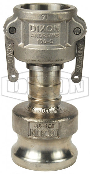 1015-DA-SS by Dixon Valve | Cam & Groove Reducer (Jump Size) Coupling | Type DA | 1" Coupler x 1-1/2" Adapter | 316 Stainless Steel