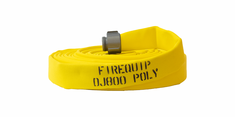 DJ25x25Y25N by Snap-Tite | DJ800 Series | Double Jacket Polyester Fire Hose Assembly with EPDM Liner | 2-1/2" Hose I.D. | 2-1/2" Male NH x 2-1/2" Female NH Couplings | 400 PSI | Yellow | 25ft Length