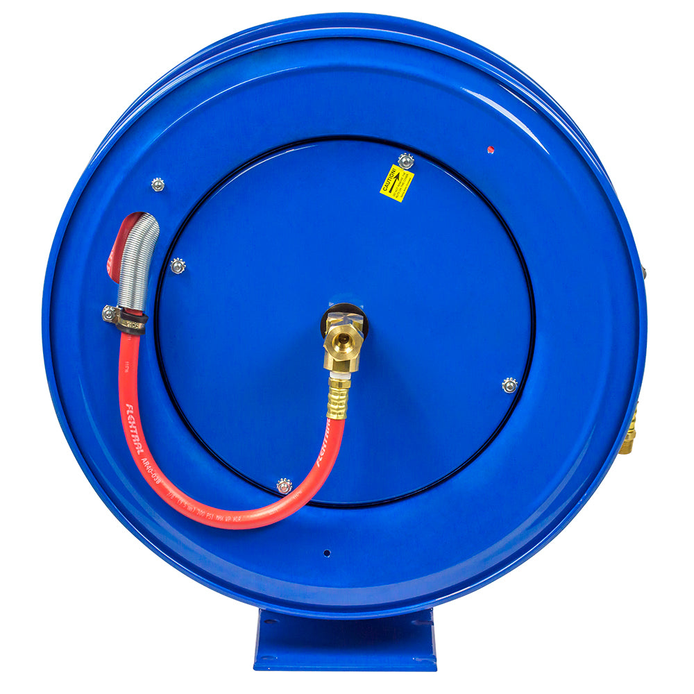 E-MP-450 by Coxreels | E Series | 2,500 PSI Spring Driven Hose Reel for Air, Water & Oil | 1/2" Hose ID, 1/2" FNPT Inlet x 1/2" MNPT Hose End | Steel | 50ft Rubber Hose Included