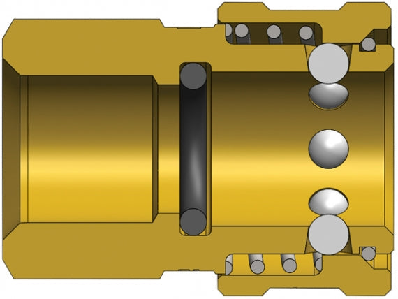 2EBF2-B by Dixon Valve | Hydraulic Quick Disconnect Coupling | E-Series | 1/4" Female BSPP x 1/4" Straight-Through Interchange | Socket | Nitrile Seal | Brass