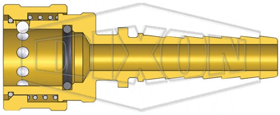 6ES6-B by Dixon Valve | Hydraulic Quick Disconnect Coupling | E-Series | Hose Barb | 3/4" Hose ID x 3/4" Straight-Through Interchange | Socket | Nitrile Seal | Brass