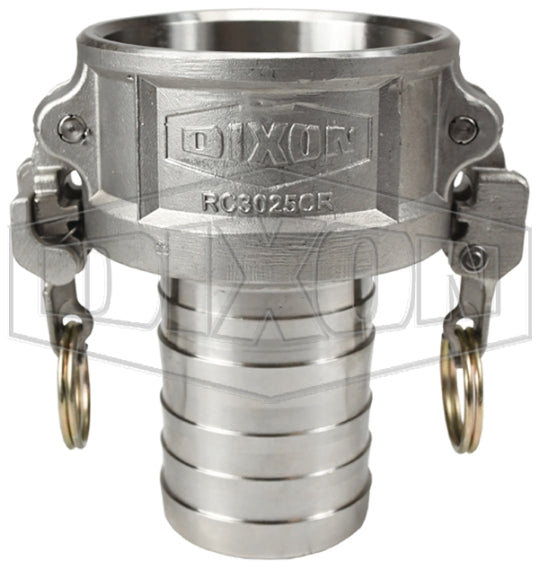 RC3025EZCR by Dixon Valve | EZ Boss-Lock Cam & Groove Reducer (Jump Size) Coupler | King Crimp Hose Shank | Type C | 3" Coupler x 2-1/2" Hose Shank | 316 Stainless Steel