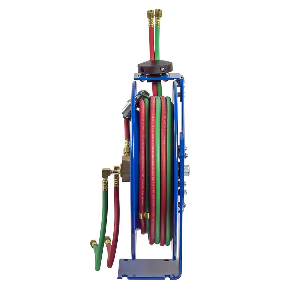 EZ-P-WL-125 by Coxreels | EZ-P-W Series | 200 PSI Dual Hose EZ-Coil Safety Spring Driven Hose Reel for Oxy-Acetylene Welding | 1/4" Hose ID, 1/4" FNPT Inlet | Steel | 25ft Capacity, Hose Not Included