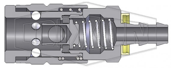3FB2 by Dixon Valve | Pneumatic Quick Disconnect Coupling | F-Series | Push-Loc Hose Barb | 1/4" Hose ID x 3/8" Manual Industrial Interchange | Socket | Nitrile Seal | Steel