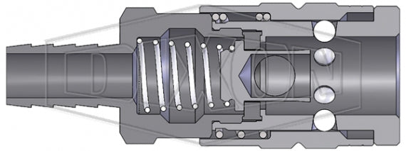 3FS3-S by Dixon Valve | Pneumatic Quick Disconnect Coupling | F-Series | Hose Barb | 3/8" Hose Barb x 3/8" Manual Industrial Interchange | Socket | Nitrile Seal | 303 Stainless Steel
