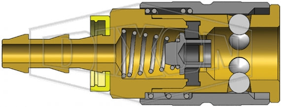 2FB3-B by Dixon Valve | Pneumatic Quick Disconnect Coupling | F-Series | Push-Loc Hose Barb | 3/8" Hose ID x 1/4" Manual Industrial Interchange | Socket | Nitrile Seal | Brass
